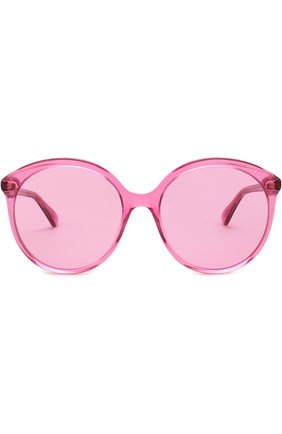 Женские солнцезащитные очки GUCCI розового цвета, арт. GG0257 005 | Фото 3 (Тип очков: С/з)