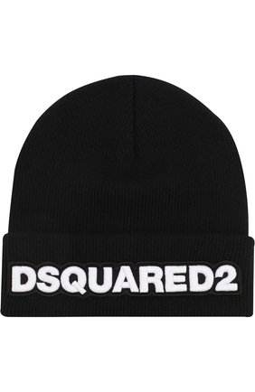 Мужская шерстяная шапка с нашивкой DSQUARED2 черно-белого цвета по цене 12250 руб., арт. KNM0001 15040001 | Фото 1 Мужская шерстяная шапка с нашивкой DSQUARED2 черно-белого цвета, арт. KNM0001 15040001 | Фото 1