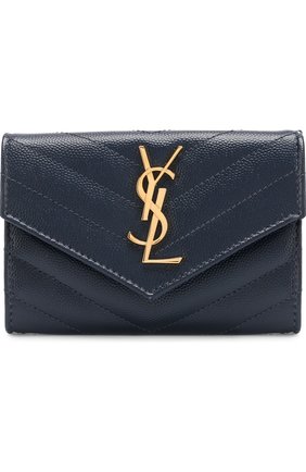 Кожаный кошелек Monogram Saint Laurent, темно-синего цвета, арт. 414404/B0W01 в ЦУМ | Фото №1 Кожаный кошелек Monogram Saint Laurent темно-синего цвета | Фото №1