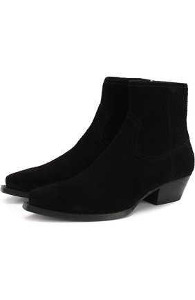 Женские замшевые ботинки lukas на низком каблуке SAINT LAURENT черного цвета по цене 63800 руб., арт. 532860/0NW00 | Фото 1 Женские замшевые ботинки lukas на низком каблуке SAINT LAURENT черного цвета, арт. 532860/0NW00 | Фото 1