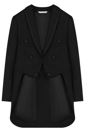 Детский шерстяной пиджак с длинными фалдами DOLCE & GABBANA черного цвета, арт. L41J47/FU2NF/2-6 | Фото 1 (Рукава: Длинные; Статус проверки: Проверено, Проверена категория; Материал внешний: Шерсть; Кросс-КТ: пиджак)
