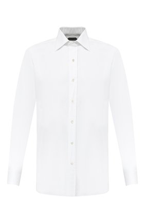 Мужская хлопковая сорочка TOM FORD белого цвета по цене 58550 руб., арт. 4FT190/94C1JE | Фото 1 Мужская хлопковая сорочка TOM FORD белого цвета, арт. 4FT190/94C1JE | Фото 1 (Материал внешний: Хлопок; Рукава: Длинные; Длина (для топов): Стандартные; Статус проверки: Проверено, Проверена категория; Случай: Формальный; Воротник: Кент; Принт: Однотонные; Манжеты: На пуговицах; Региональные ограничения белый список (Axapta Mercury): RU)