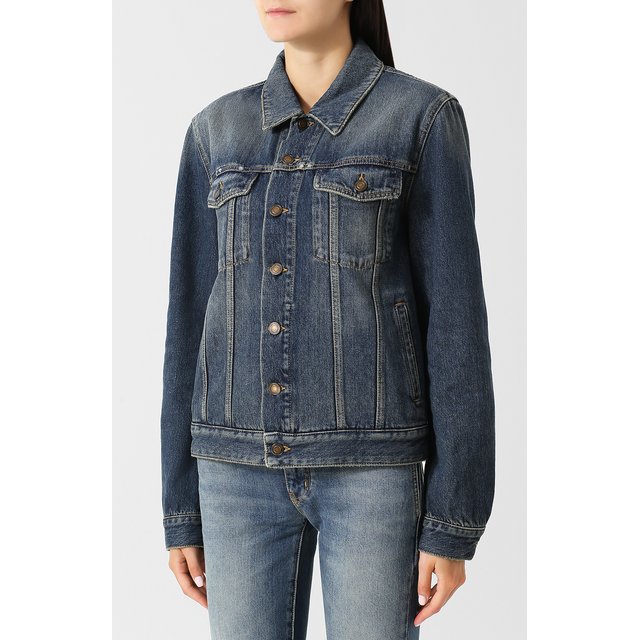 Джинсовая куртка с потертостями Yves Saint Laurent 4855577