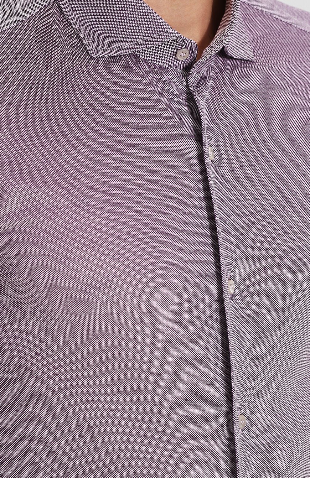 Мужская хлопковая рубашка LORO PIANA светло-фиолетового цвета, арт. FAG3494 | Фото 5 (Манжеты: На пуговицах; Рукава: Длинные; Воротник: Акула; Случай: Повседневный; Длина (для топов): Стандартные; Материал внешний: Хлопок; Статус проверки: Проверено, Проверена категория; Принт: Однотонные; Мужское Кросс-КТ: Рубашка-одежда)