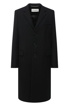 Женское шерстяное пальто прямого кроя SAINT LAURENT черного цвета по цене 221500 руб., арт. 517798/Y177W | Фото 1 Женское шерстяное пальто прямого кроя SAINT LAURENT черного цвета, арт. 517798/Y177W | Фото 1