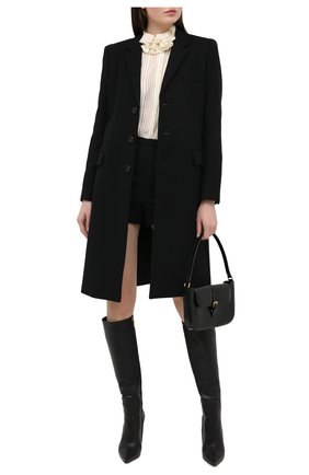 Женское шерстяное пальто прямого кроя SAINT LAURENT черного цвета по цене 221500 руб., арт. 517798/Y177W | Фото 2 Женское шерстяное пальто прямого кроя SAINT LAURENT черного цвета, арт. 517798/Y177W | Фото 2