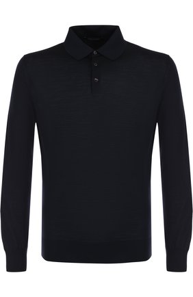Мужское шерстяное поло с длинными рукавами ERMENEGILDO ZEGNA темно-синего цвета по цене 62800 руб., арт. URM00/132 | Фото 1 Мужское шерстяное поло с длинными рукавами ERMENEGILDO ZEGNA темно-синего цвета, арт. URM00/132 | Фото 1