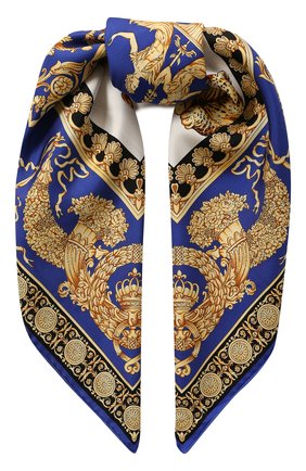 Женский шелковый платок VERSACE синего цвета по цене 32700 руб., арт. IF09001/IT02619 | Фото 1 Женский шелковый платок VERSACE синего цвета, арт. IF09001/IT02619 | Фото 1