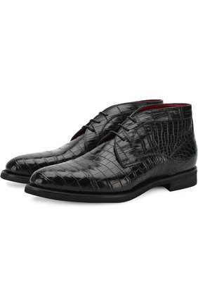 Ботинки на шнуровке из кожи крокодила