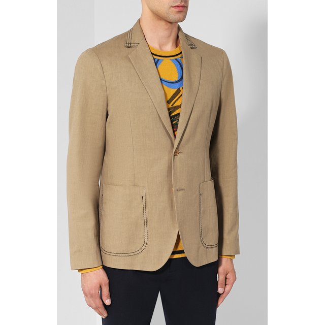 фото Однобортный пиджак из смеси льна и хлопка bottega veneta