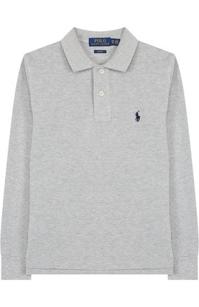 Детское хлопковое поло с длинными рукавами POLO RALPH LAUREN серого цвета по цене 4995 руб., арт. 323708858 | Фото 1 Детское хлопковое поло с длинными рукавами POLO RALPH LAUREN серого цвета, арт. 323708858 | Фото 1