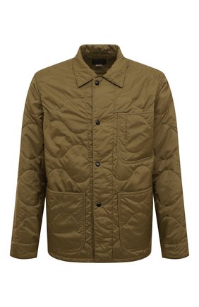 Мужская стеганая куртка с отложным воротником RRL зеленого цвета, арт. 782706026 | Фото 1 (Длина (верхняя одежда): Короткие; Рукава: Длинные; Материал внешний: Синтетический материал)