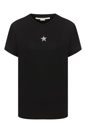 Женская хлопковая футболка STELLA MCCARTNEY черного цвета по цене 31950 руб., арт. 457142/SLW23 | Фото 1 Женская хлопковая футболка STELLA MCCARTNEY черного цвета, арт. 457142/SLW23 | Фото 1