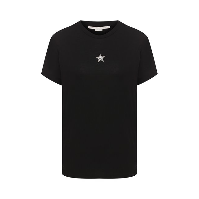 Хлопковая футболка Stella McCartney черного цвета