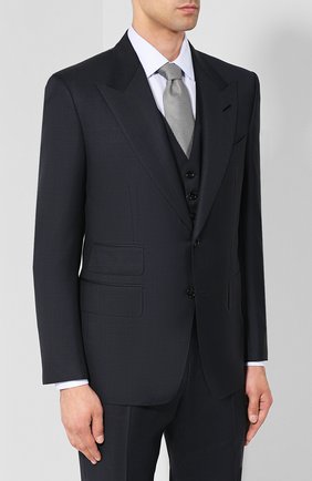 Мужской костюм-тройка из шерсти TOM FORD синего цвета по цене 333000 руб., арт. 411R38/31AL43 | Фото 2 Мужской костюм-тройка из шерсти TOM FORD синего цвета, арт. 411R38/31AL43 | Фото 2