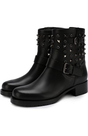 Женские кожаные ботинки valentino garavani rockstud rolling noir VALENTINO черного цвета по цене 87950 руб., арт. QW2S0307/NPF | Фото 1 Женские кожаные ботинки valentino garavani rockstud rolling noir VALENTINO черного цвета, арт. QW2S0307/NPF | Фото 1