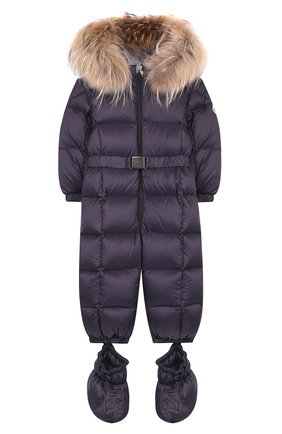 Детский комплект из пухового комбинезона и пинеток MONCLER ENFANT синего цвета по цене 44000 руб., арт. D2-951-14355-25-53079/3M-18M | Фото 1 Детский комплект из пухового комбинезона и пинеток MONCLER ENFANT синего цвета, арт. D2-951-14355-25-53079/3M-18M | Фото 1