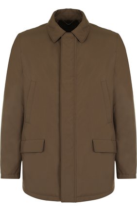 Мужская куртка на молнии с внутренней меховой отделкой LORO PIANA хаки цвета, арт. FAI2084 | Фото 1 (Материал внешний: Полиэстер, Синтетический материал; Материал утеплителя: Натуральный мех; Длина (верхняя одежда): До середины бедра; Мужское Кросс-КТ: Верхняя одежда, утепленные куртки; Рукава: Длинные; Кросс-КТ: Куртка)