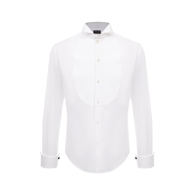 Хлопковая сорочка под смокинг Giorgio Armani белого цвета