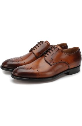 Мужские кожаные дерби KITON коричневого цвета, арт. USSDECHN00101 | Фото 1 (Мужское Кросс-КТ: Броги-обувь; Стили: Классический; Материал внутренний: Натуральная кожа; Материал внешний: Кожа)