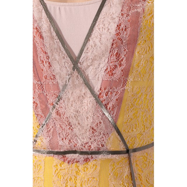 фото Приталенное платье-миди с кружевной отделкой bottega veneta