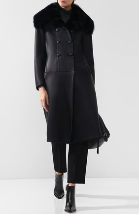 Женская двубортная дубленка из овчины GIORGIO ARMANI темно-синего цвета по цене 576000 руб., арт. 1AL06P/1AP26 | Фото 2 Женская двубортная дубленка из овчины GIORGIO ARMANI темно-синего цвета, арт. 1AL06P/1AP26 | Фото 2