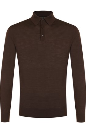 Мужское шерстяное поло с длинными рукавами ERMENEGILDO ZEGNA коричневого цвета по цене 69950 руб., арт. URM00/132 | Фото 1 Мужское шерстяное поло с длинными рукавами ERMENEGILDO ZEGNA коричневого цвета, арт. URM00/132 | Фото 1 (Рукава: Длинные; Материал внешний: Шерсть; Длина (для топов): Стандартные; Кросс-КТ: Трикотаж; Статус проверки: Проверена категория; Застежка: Пуговицы)
