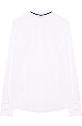 Детское хлопковая блуза с воротником аскот DAL LAGO белого цвета, арт. R411B/7628/XS-L | Фото 2 (Материал внешний: Хлопок; Рукава: Длинные; Статус проверки: Проверено, Проверена категория; Стили: Классический)