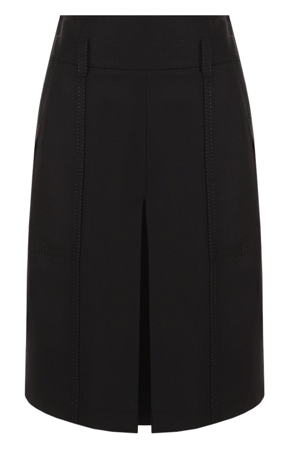 фото Однотонная шерстяная юбка с накладными карманами bottega veneta