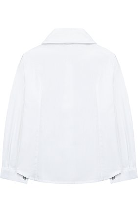 Детское хлопковая блуза с декором CAF белого цвета, арт. 23-P0/RIF.BLU/6A-8A | Фото 2 (Материал внешний: Хлопок; Статус проверки: Проверено, Проверена категория; Рукава: Длинные; Стили: Классический)
