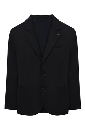 Детский шерстяной костюм из пиджака и брюк EMPORIO ARMANI синего цвета по цене 34550 руб., арт. 8N4V02/4N19Z | Фото 2 Детский шерстяной костюм из пиджака и брюк EMPORIO ARMANI синего цвета, арт. 8N4V02/4N19Z | Фото 2
