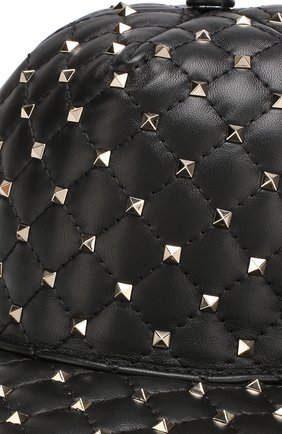 Кожаная бейсболка Valentino Garavani Rockstud Valentino, черного цвета, арт. QW2H0A10/NAP в ЦУМ | Фото №3 Кожаная бейсболка Valentino Garavani Rockstud Valentino черного цвета | Фото №3