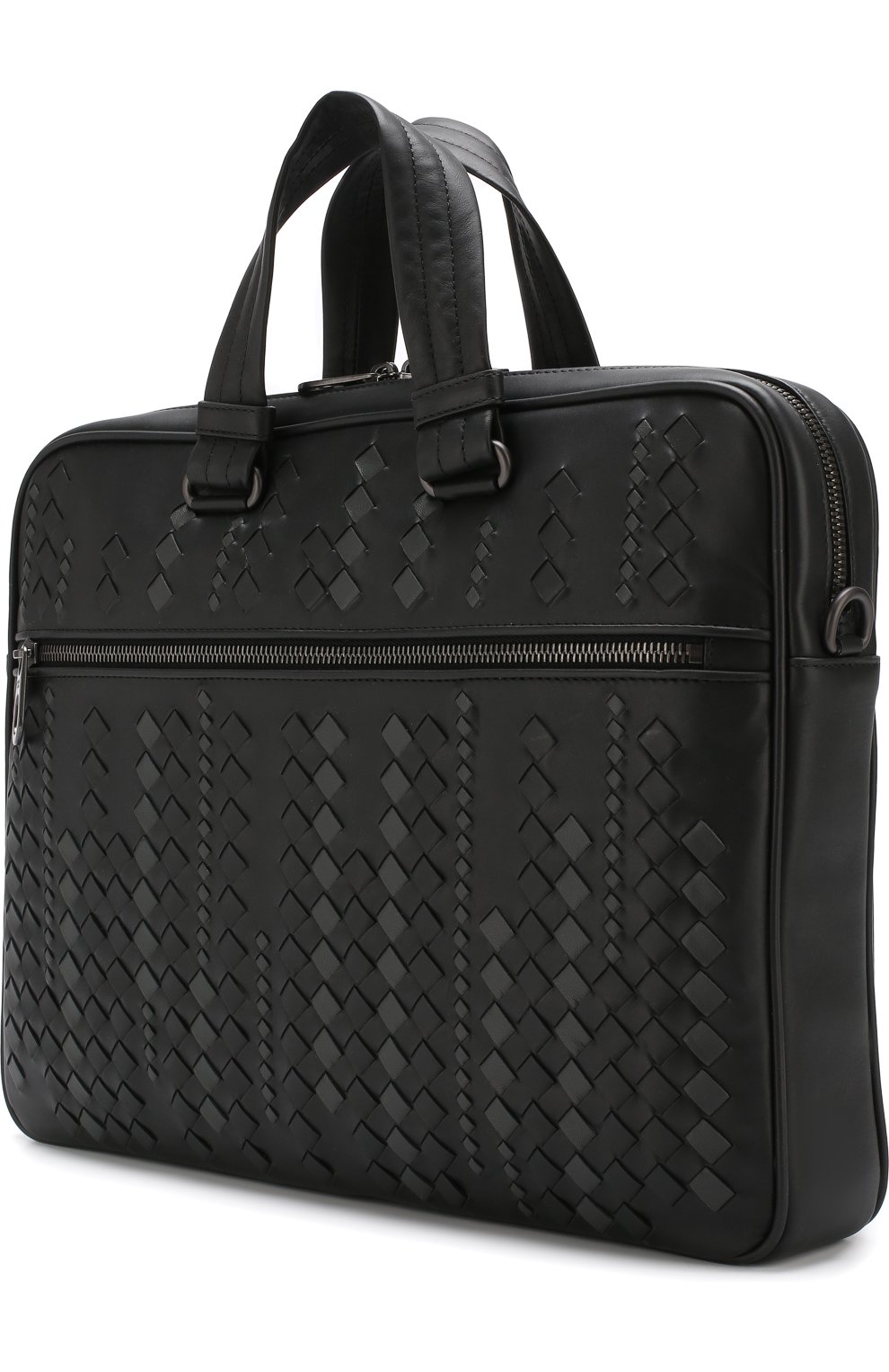 Мужской черный кожаный портфель с плечевым ремнем Bottega Veneta, арт. 523320/VM40U купить в ЦУМ | Фото №3 Кожаный портфель с плечевым ремнем Bottega Veneta черный | Фото №3