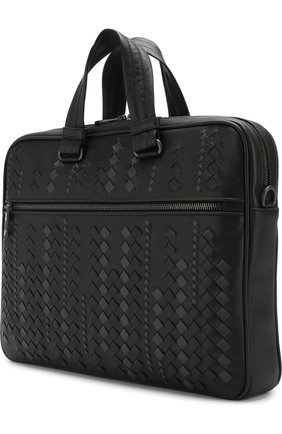 Мужской черный кожаный портфель с плечевым ремнем Bottega Veneta, арт. 523320/VM40U купить в ЦУМ | Фото №3 Кожаный портфель с плечевым ремнем Bottega Veneta черный | Фото №3
