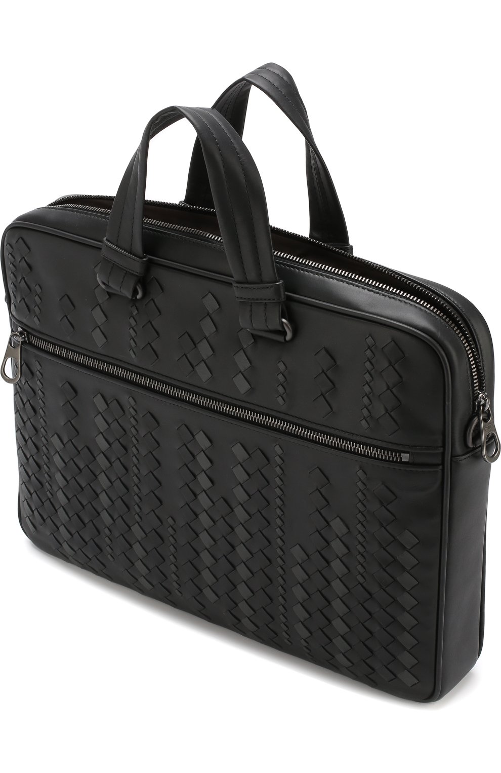 Мужской черный кожаный портфель с плечевым ремнем Bottega Veneta, арт. 523320/VM40U купить в ЦУМ | Фото №4 Кожаный портфель с плечевым ремнем Bottega Veneta черный | Фото №4