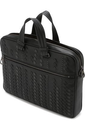 Мужской черный кожаный портфель с плечевым ремнем Bottega Veneta, арт. 523320/VM40U купить в ЦУМ | Фото №4 Кожаный портфель с плечевым ремнем Bottega Veneta черный | Фото №4