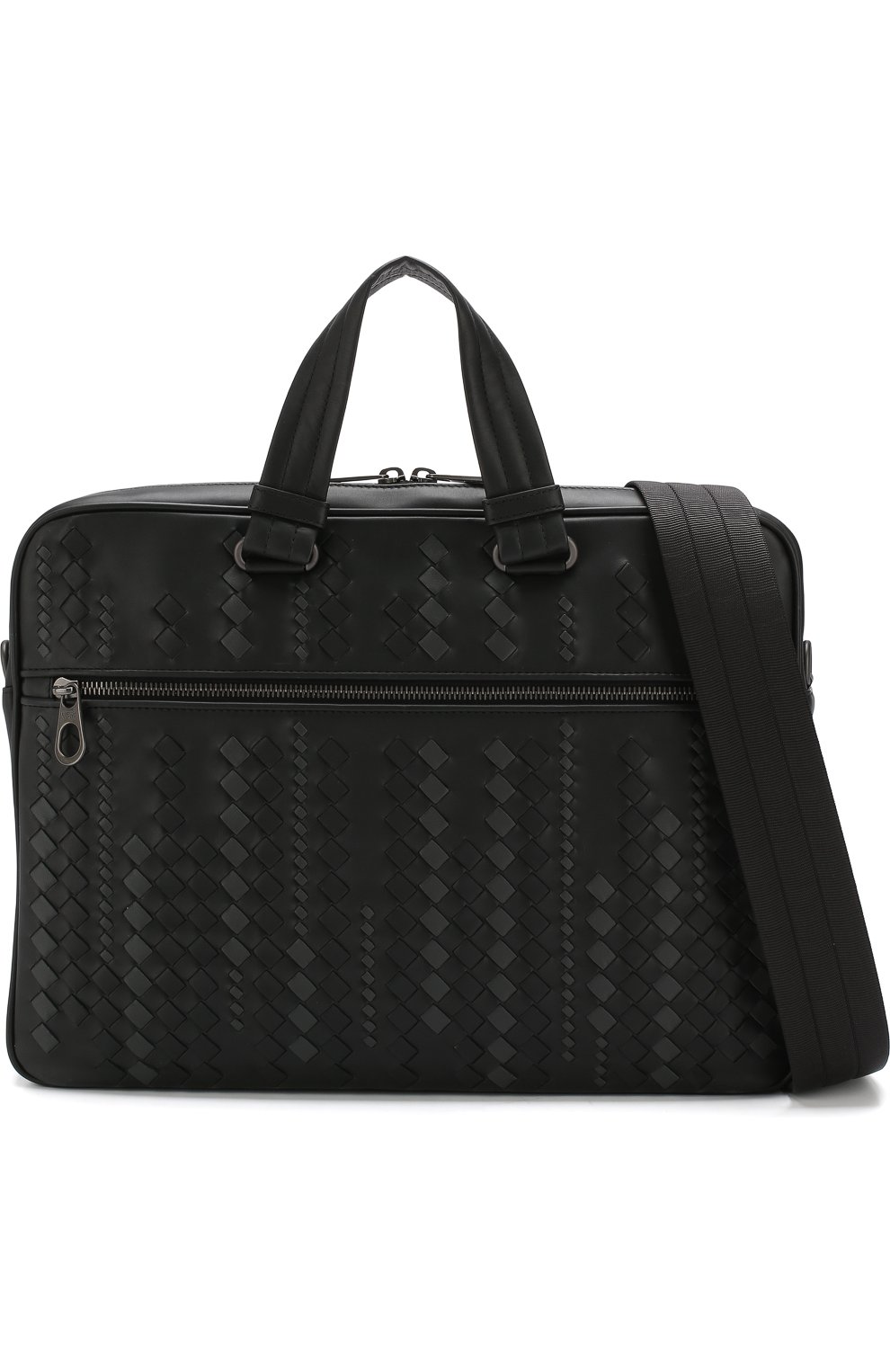 Мужской черный кожаный портфель с плечевым ремнем Bottega Veneta, арт. 523320/VM40U купить в ЦУМ | Фото №6 Кожаный портфель с плечевым ремнем Bottega Veneta черный | Фото №6