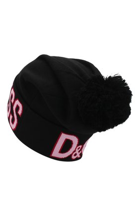 Шерстяная шапка с принтом и помпоном Dolce & Gabbana, черного цвета, арт. FX282T/JAVIF в ЦУМ | Фото №2 Шерстяная шапка с принтом и помпоном Dolce & Gabbana черного цвета | Фото №2