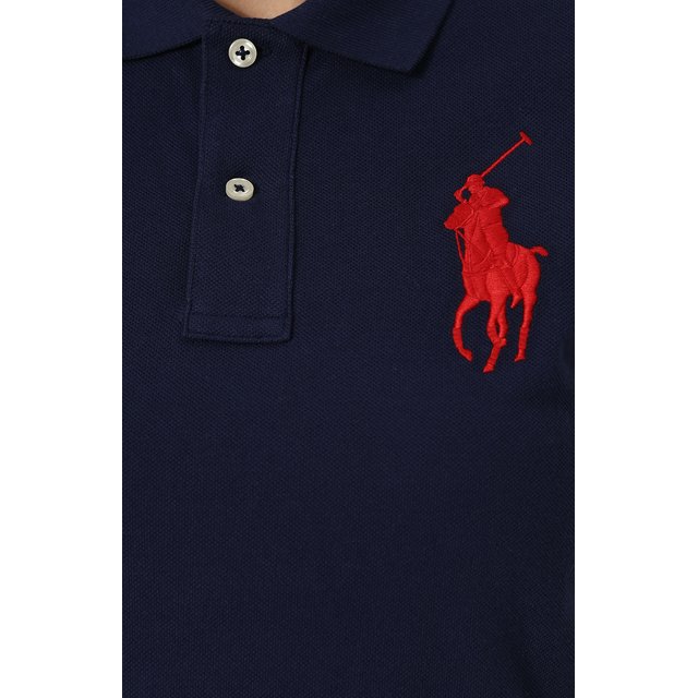 Хлопковое поло с логотипом бренда Polo Ralph Lauren 211505656/002, цвет синий, размер 44 211505656/002 - фото 5