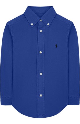 Детская хлопковая рубашка с воротником button down POLO RALPH LAUREN синего цвета по цене 4875 руб., арт. 321702884 | Фото 1 Детская хлопковая рубашка с воротником button down POLO RALPH LAUREN синего цвета, арт. 321702884 | Фото 1