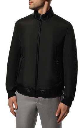 Мужской утепленный шелковый бомбер ZILLI черного цвета, арт. MAQ-B0ND0-30036/1002/AMIS | Фото 3 (Кросс-КТ: Куртка; Материал внешний: Шелк; Материал утеплителя: Шерсть; Рукава: Длинные; Принт: Без принта; Мужское Кросс-КТ: утепленные куртки, Верхняя одежда; Длина (верхняя одежда): Короткие; Стили: Кэжуэл; Статус проверки: Проверена категория)