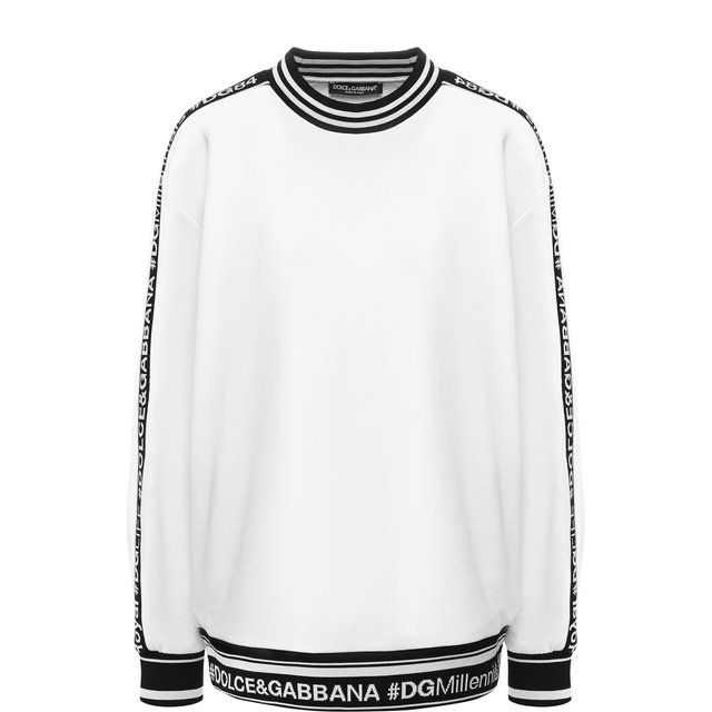 фото Хлопковый пуловер с логотипом бренда dolce & gabbana
