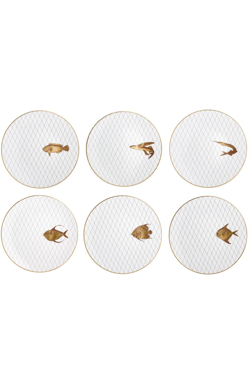 Мужского набор из 6-ти обеденных тарелок poissons d'or BERNARDAUD золотого цвета, арт. 2445/6853 | Фото 1