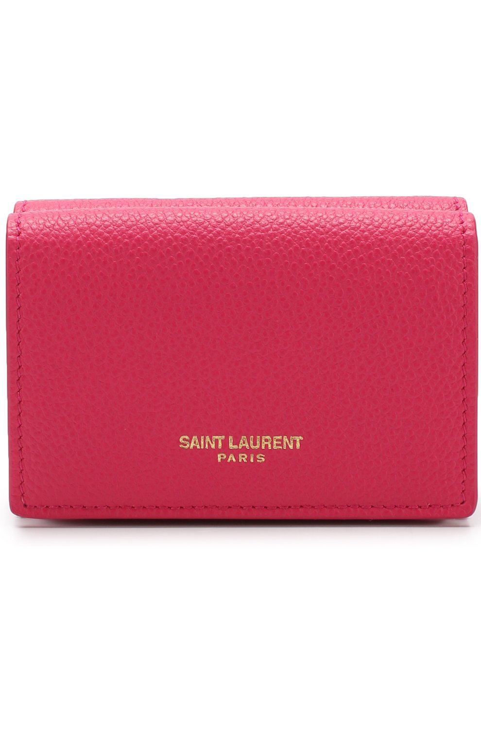 Кожаный кошелек на кнопке Saint Laurent фуксия цвета | Фото №1