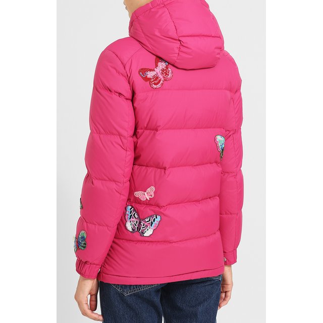 фото Стеганая куртка с декоративными нашивками и капюшоном valentino