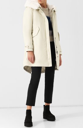 Женская хлопковая парка с капюшоном из меха кролика WOOLRICH белого цвета по цене 88150 руб., арт. WWCPS2629/LM10 | Фото 2 Женская хлопковая парка с капюшоном из меха кролика WOOLRICH белого цвета, арт. WWCPS2629/LM10 | Фото 2