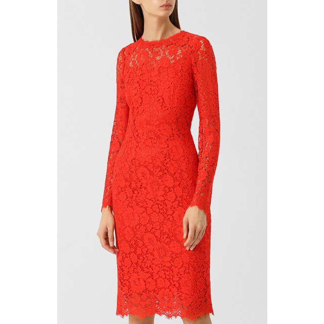 фото Кружевное платье с круглым вырезом dolce & gabbana