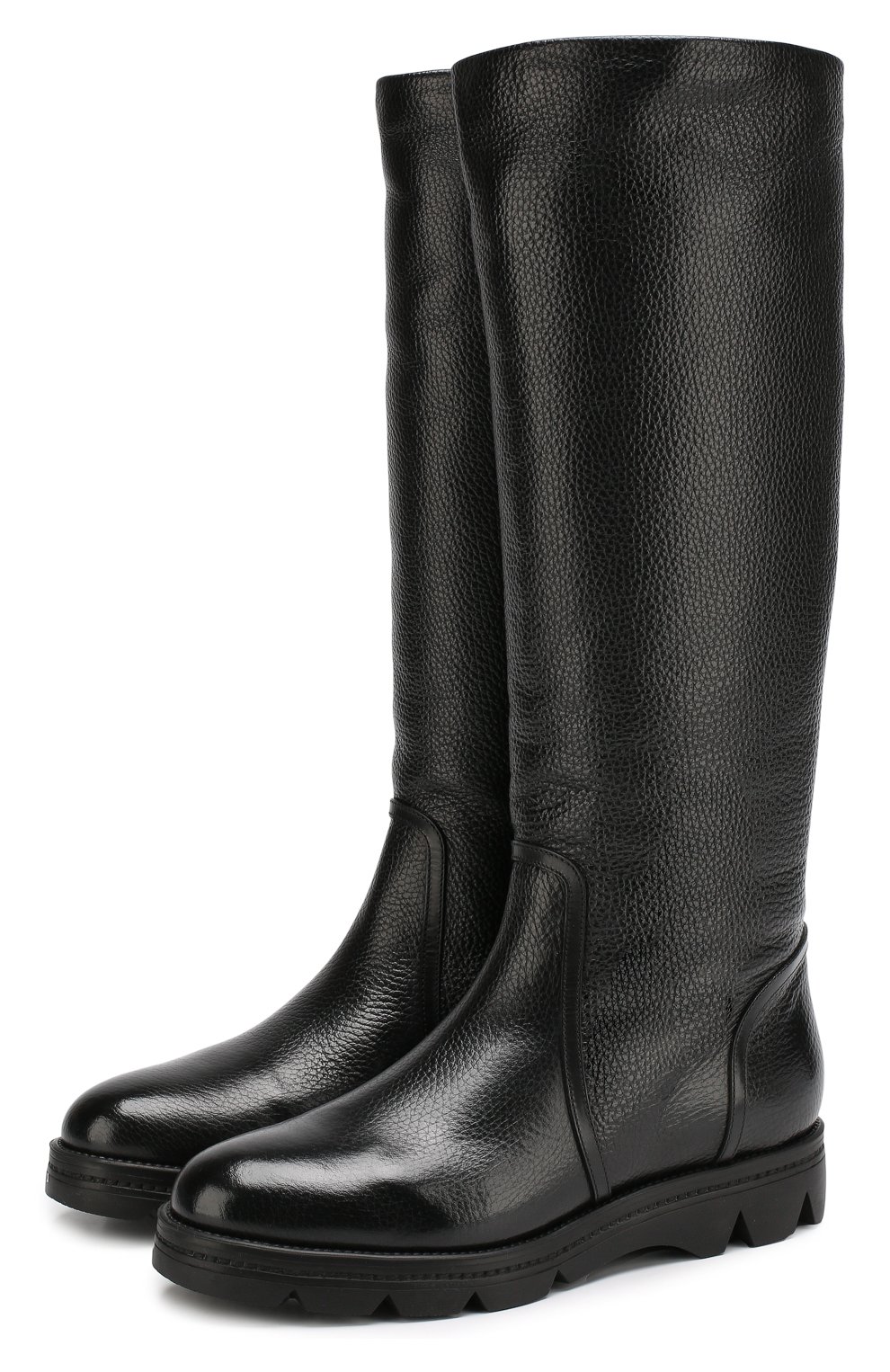 Женские черные кожаные сапоги с внутренней отделкой из овчины SANTONI ...