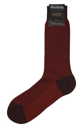 Мужские шерстяные носки PANTHERELLA бордового цвета, арт. 593061 | Фото 1 (Материал внешний: Шерсть, Синтетический материал; Кросс-КТ: бельё)