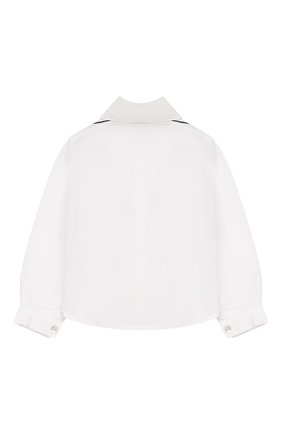 Детское хлопковая блуза с оборками CAF белого цвета, арт. 23-P0/RIF.BLU/12M-5A | Фото 2 (Статус проверки: Проверено, Проверена категория; Материал внешний: Хлопок; Рукава: Длинные; Стили: Классический)